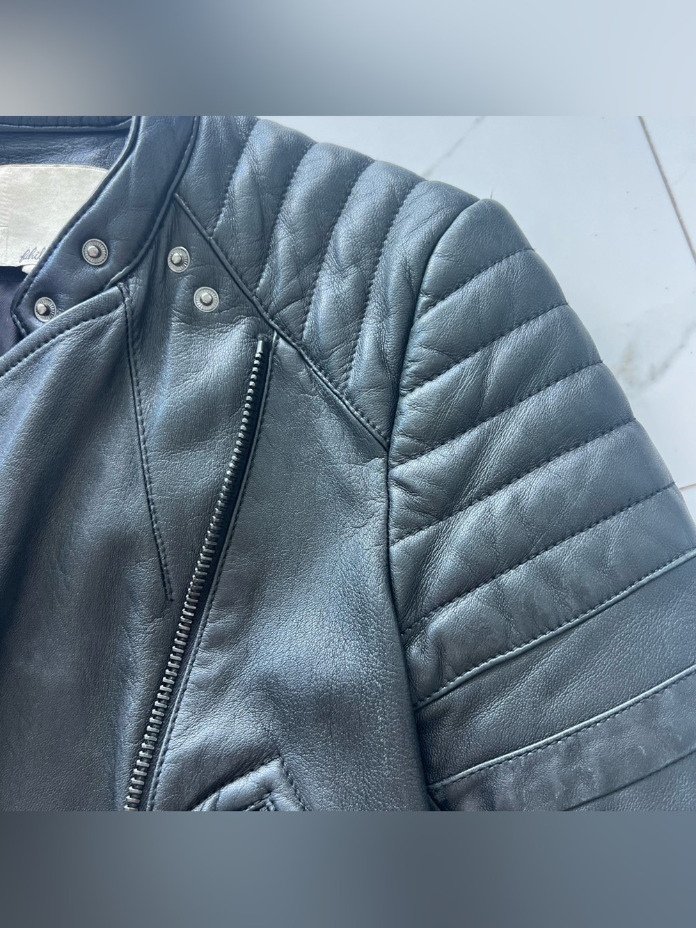 3.1 Phillip Lim coat size 4 black leather jacket moto quilted - Picture 7 of 10
